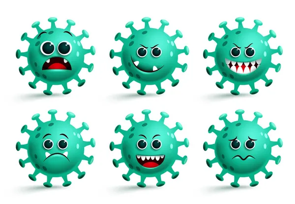 Covid19 Coronavirus Emoticon Icon Vector Set Coronavirus Covid Smiley Icon — Stock Vector