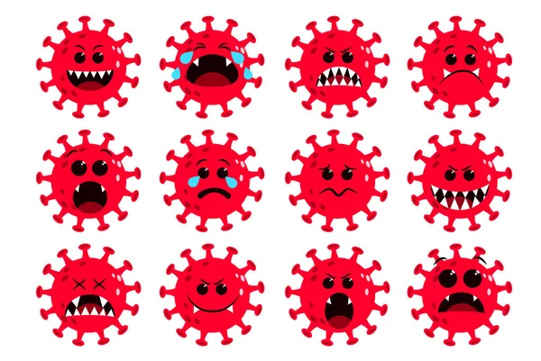 Coronavirus Red Icon Vector Set Covid Ncov Corona Virus Flat — Stock Vector