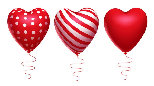 Hearts Valentine Element Vector Set Red White Heart Balloons Element — Stock Vector