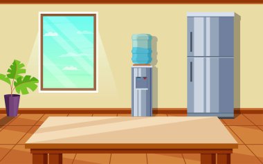 Boş yemek odası çizimi. Bir yemek masasının vektör görüntüsü.