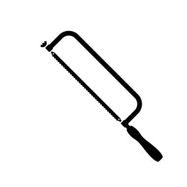 Demir testeresi vektörü, siluet testeresi beyaz arkaplanda izole edildi.