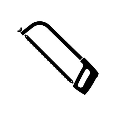 Demir testeresi vektörü, siluet testeresi beyaz arkaplanda izole edildi.