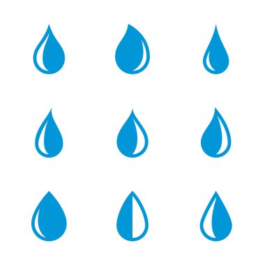 vektör su damlası. Beyaz arkaplanda su damlası simgesi izole edildi.