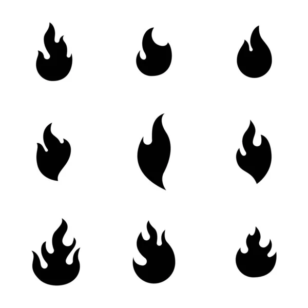 Feuerflammenvektor Silhouette Flammen Isoliert Auf Weißem Hintergrund — Stockvektor
