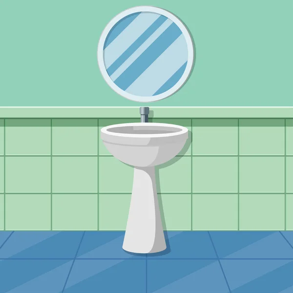 Waschbecken Und Spiegel Badezimmer Vektorbild — Stockvektor