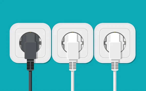 Illustration Electric Socket Cable Plugged Vector — Vettoriale Stock