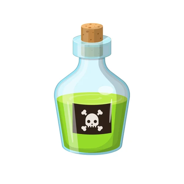 Bottle Green Poison Vector Isolated White Background — Stockvektor