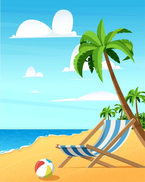 Beautiful Beach Cozy Beach Chairs Summer Background — Stock Vector