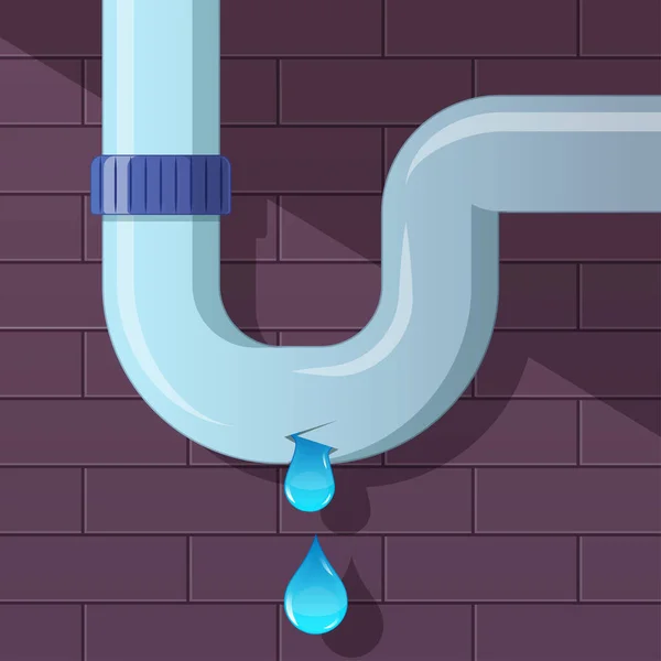 Illustration Leaking Pipe Dripping Water Vector Images —  Vetores de Stock