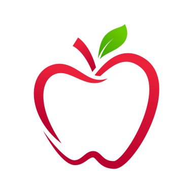 Elma meyveli logo çizgisi sanat vektörü. Apple logosu beyaz arkaplanda izole edildi.