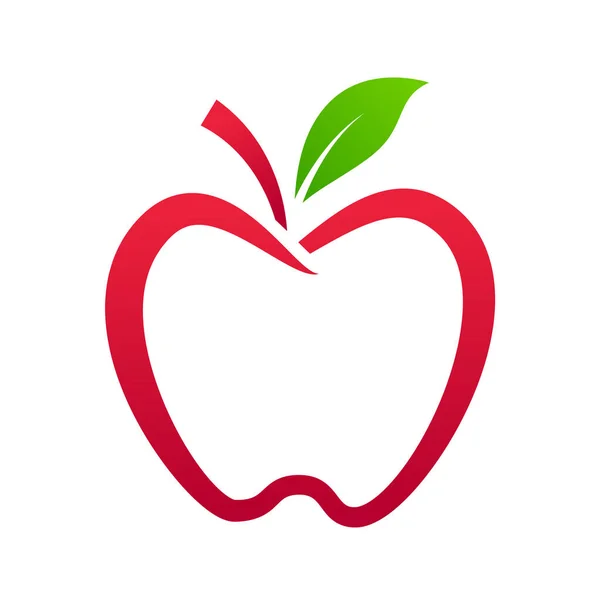 Manzana Fruta Logo Línea Arte Vector Logo Apple Aislado Sobre — Vector de stock