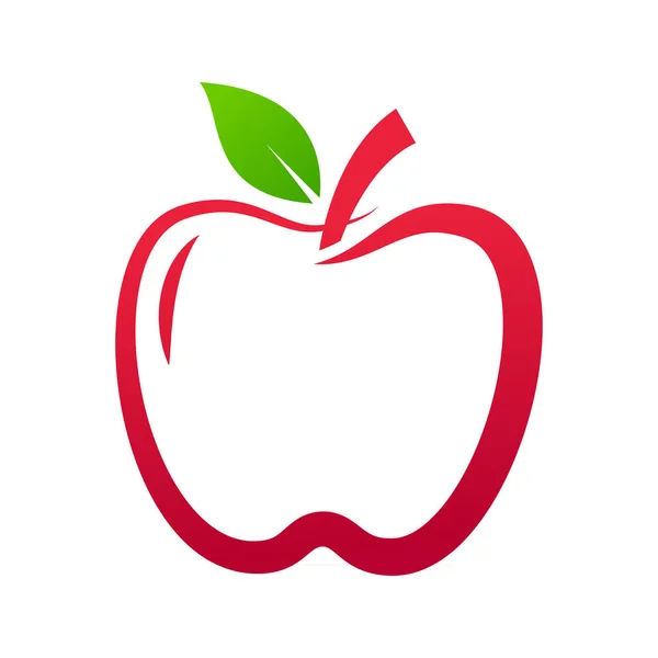 Manzana Fruta Logo Línea Arte Vector Logo Apple Aislado Sobre — Vector de stock