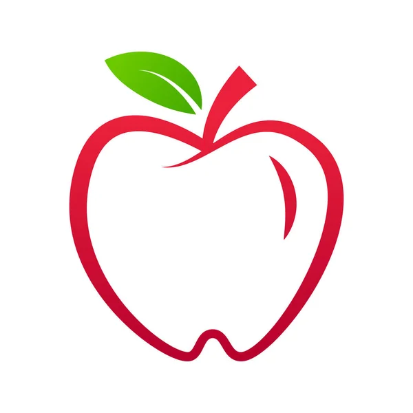 Manzana Fruta Logo Línea Arte Vector Logo Apple Aislado Sobre — Vector de stock