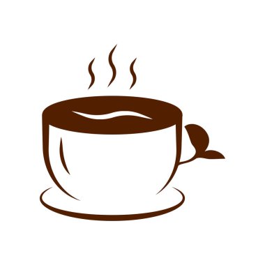 Kahve logosu çizgisi sanat vektörü beyaz arkaplanda izole edildi