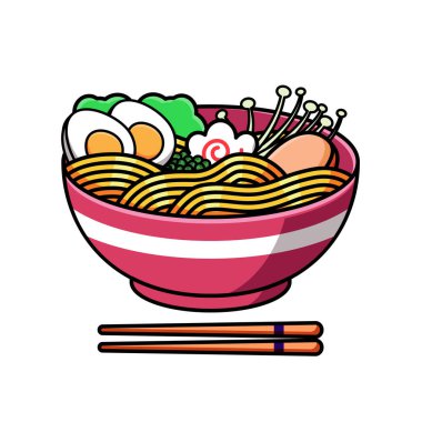 Ramen noodle vektörü beyaz arkaplanda izole edildi