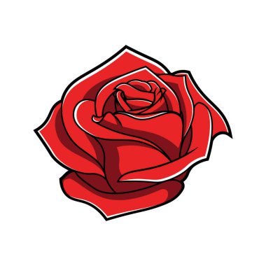 Beyaz arkaplanda Rose vintage vektörü izole edildi