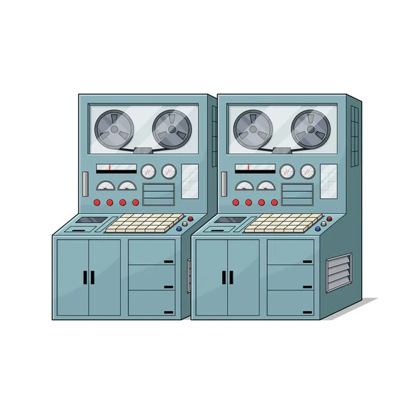 Mainframe Computer Old Vector Isolated White Background — Stockvektor