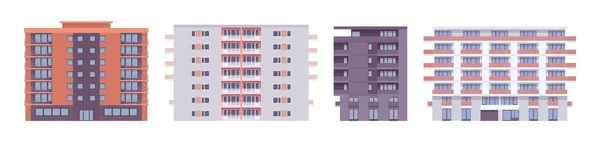 Conjunto de apartamentos de varios pisos, diseño moderno funcional y ergonómico — Archivo Imágenes Vectoriales