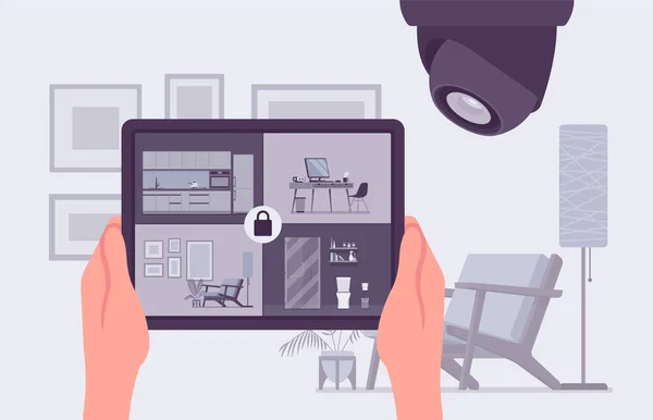 CCTV, aplicativo tablet para vigilância por vídeo —  Vetores de Stock