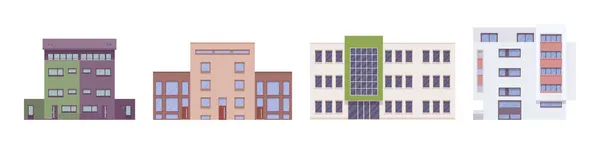Appartementencomplex, modernistische architectuur stedenbouw — Stockvector