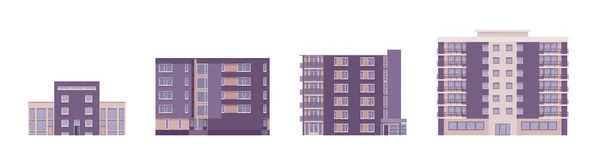 Bloque de pisos conjunto de arquitectura independiente contemporánea — Vector de stock