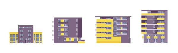 Blok mieszkań nowoczesny zestaw architektury wolnostojącej — Wektor stockowy