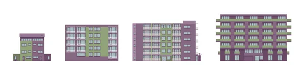 Moderne Wohnung Einfamilienhäuser gesetzt, Architektur Stadtbild — Stockvektor
