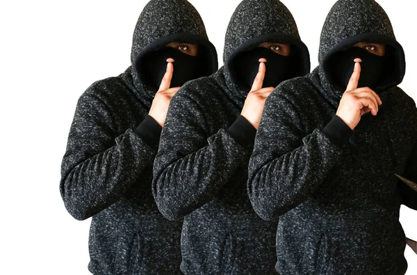 Criminals Hooded Sweater Robbers Breaking House — Stockfoto