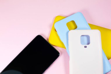 Different colorful silicone cases for the smartphone. Choose your style on this day. Be bright and modern.