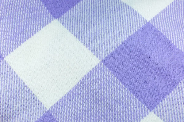 Checkered Cloth Texture Purple White Squares Textile Natural Fabrics Background — Stock Photo, Image