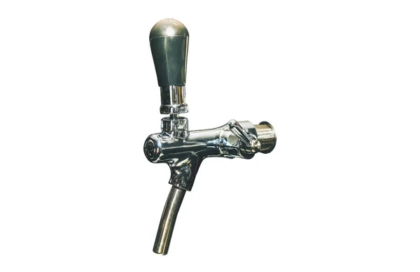 Chrome Taps Draft Beer Isolated White Background Alcohol Machine Detail — Φωτογραφία Αρχείου