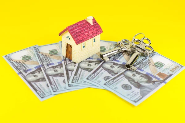 House, keys and dollars. Buying and renting real estate. Bank credit for property. Save money. Invest for future home.