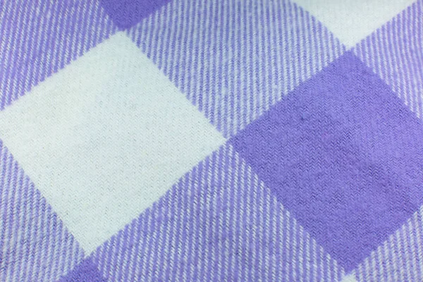 Checkered Cloth Texture Purple White Squares Textile Natural Fabrics Background — Stock Photo, Image