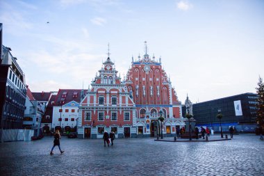 RIGA, LATVIA - DECEMBER 07, 2018: House of Blackheads in Riga. Christmas mood and atmosphere. Winter festive time.