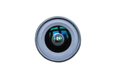 Lens isolated on white background. Camera technique.