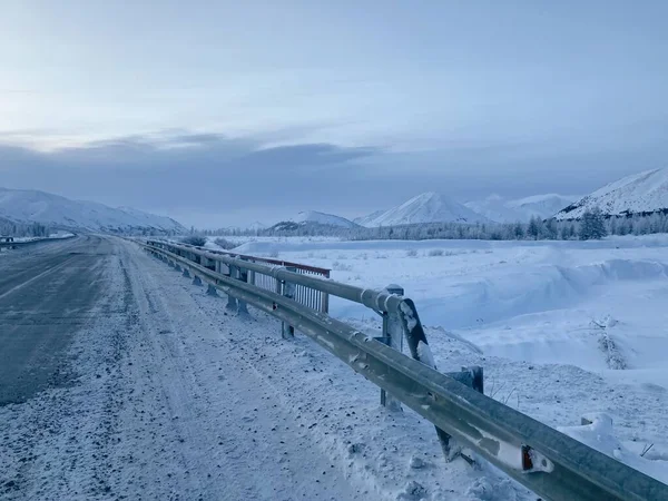 Inverno Yakutia Processado Com Vsco Com Predefinição — Fotografia de Stock