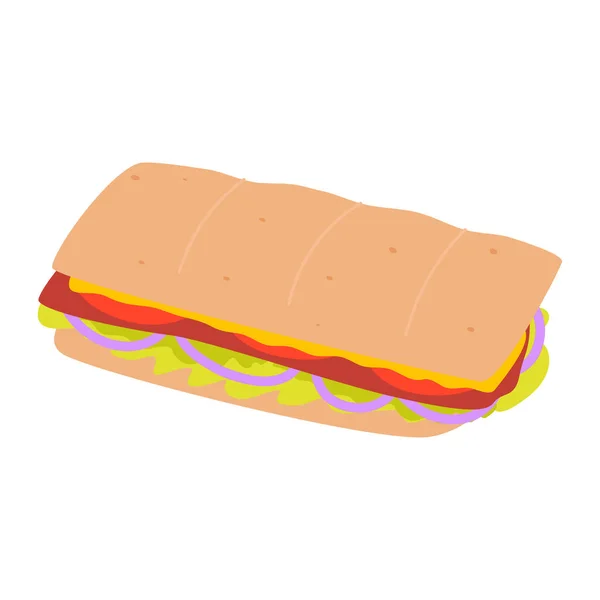 케이크 도마도 양상추 직사각 샌드위치 요리하는 샌드위치 배경에 거리의 — 스톡 벡터