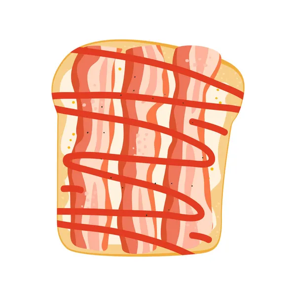 Desenho Animado Vetorial Plano Ilustração Sanduíche Pão Com Queijo Creme — Vetor de Stock