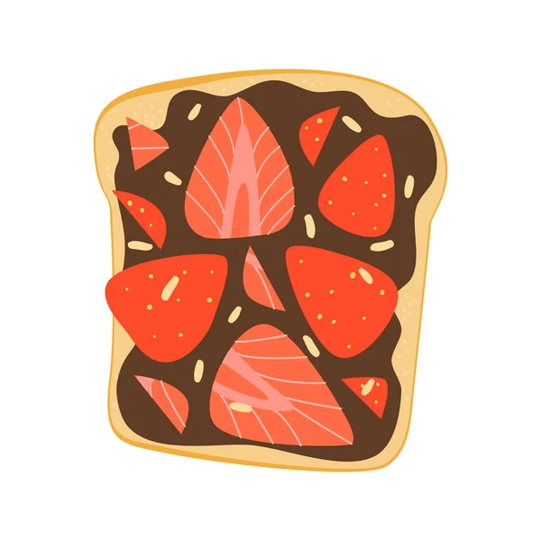 Desenho Animado Vetorial Plano Ilustração Sanduíche Pão Com Pasta Chocolate — Vetor de Stock