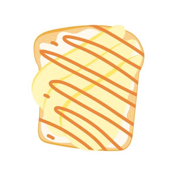 Illustration Vectorielle Plate Sandwich Pain Avec Fromage Crème Poire Caramel — Image vectorielle