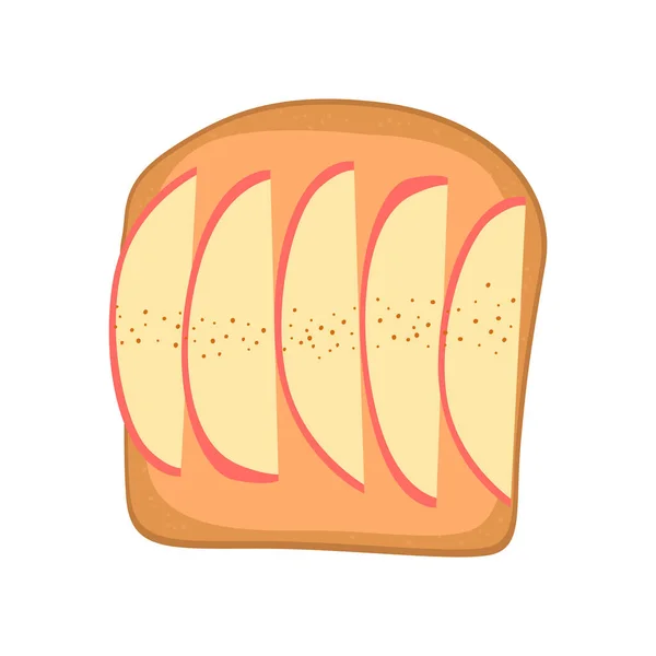 Ilustração Vetorial Plana Sanduíche Pão Integral Com Pasta Amendoim Maçã — Vetor de Stock