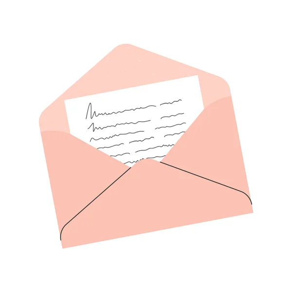 Vector Illustratie Van Een Roze Envelop Met Een Brief Geïsoleerd — Stockvector