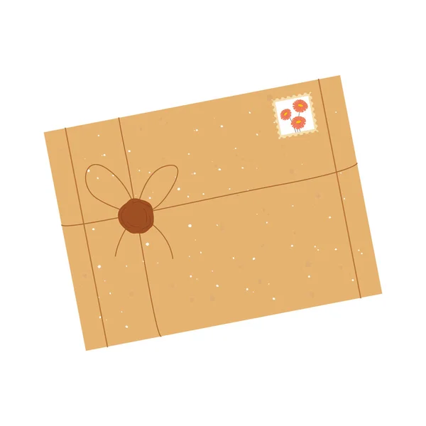 Desenho Animado Vetorial Plano Ilustração Envelope Papel Grande Amarrado Com — Vetor de Stock