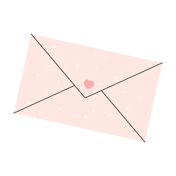 Illustrazione Vettoriale Una Busta Rosa Con Cuore Una Lettera Amore — Vettoriale Stock