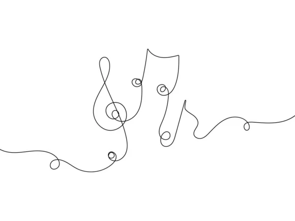 Una Línea Dibujo Nota Musical Ilustración Vectorial — Archivo Imágenes Vectoriales