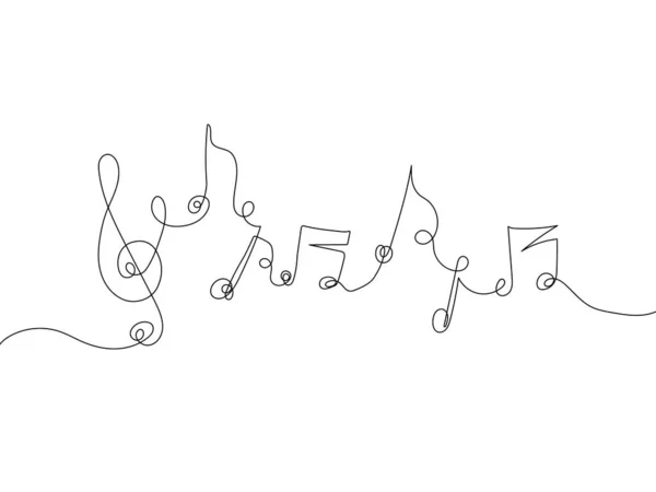 Dessin Une Ligne Note Musique Illustration Vectorielle — Image vectorielle