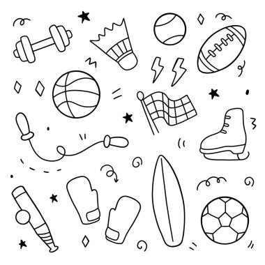 Spor malzemeleri karalaması. Vektör illüstrasyonu