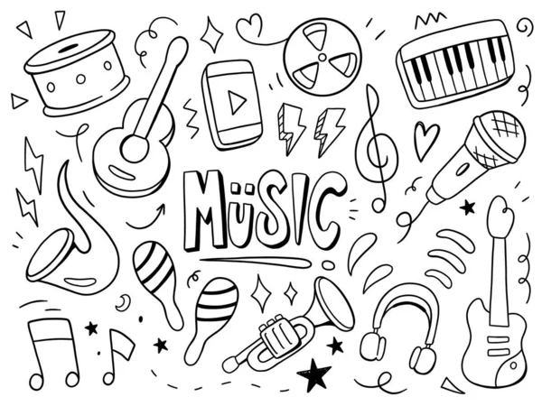 Müzik Vektörü Illüstrasyonu Doodle Tasarım Kavramı Çiziliyor — Stok Vektör