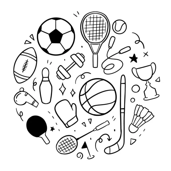Sport Doodle Background Vector Illustration Draw Hand Concept — Stock Vector