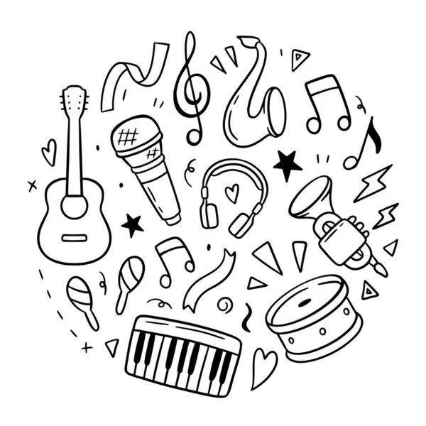 Music Doodle Background Vector Illustration Draw Hand Concept — ストックベクタ